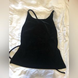 Black velvet halter top, ties in back, size S-M